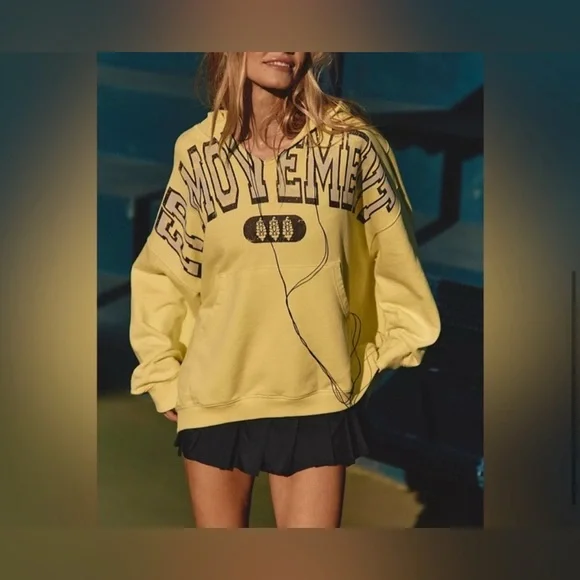 NWT Free People FP Movement Best Of Logo Hoodie - sour citrus combo - Small - Picture 4 of 12